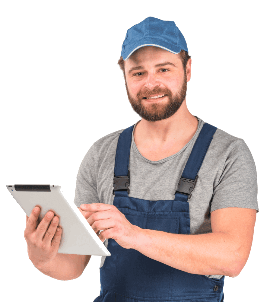 Professional tradesman using tablet